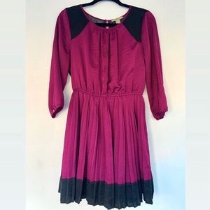 Purple and Black Pleated Dress